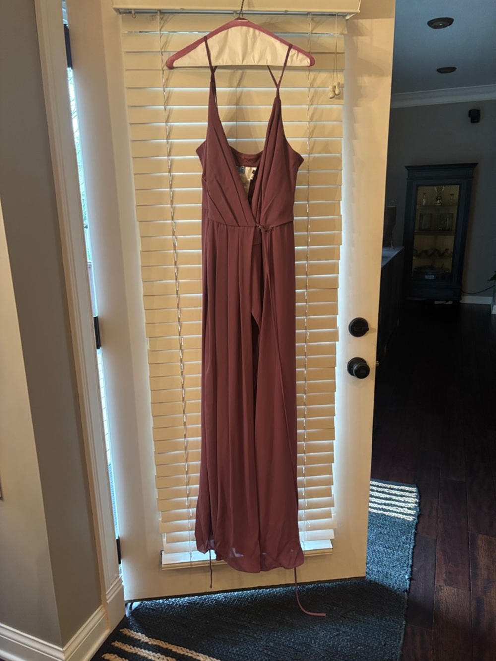 David's Bridal Dusty Rose Spaghetti Strap Jumpsuit